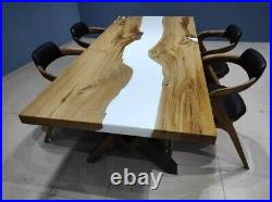 White Epoxy table, dining room furniture, kitchen dining table, Epoxy Decor