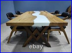 White Epoxy table, dining room furniture, kitchen dining table, Epoxy Decor