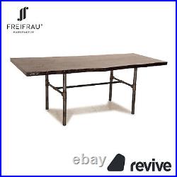 Wood Dining Table Dark Brown Industrial Style Loft Metal Frame