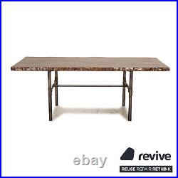 Wood Dining Table Dark Brown Industrial Style Loft Metal Frame