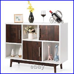 Wood Display Storage Cabinet Console Table TV Stand Multipurpose with Door & Shelf