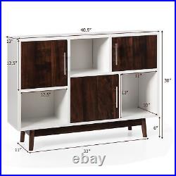 Wood Display Storage Cabinet Console Table TV Stand Multipurpose with Door & Shelf