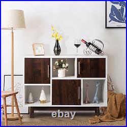 Wood Display Storage Cabinet Console Table TV Stand Multipurpose with Door & Shelf