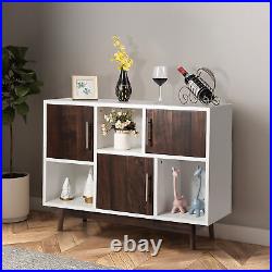 Wood Display Storage Cabinet Console Table TV Stand Multipurpose with Door & Shelf