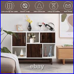 Wood Display Storage Cabinet Console Table TV Stand Multipurpose with Door & Shelf