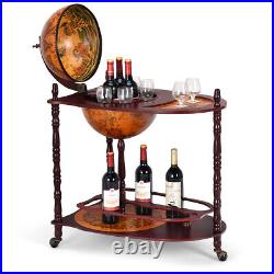 Wood Globe Wine Bar Stand 34 H 16th Century Italian Rack Liquor Bottle Shelf