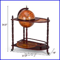 Wood Globe Wine Bar Stand 34 H 16th Century Italian Rack Liquor Bottle Shelf