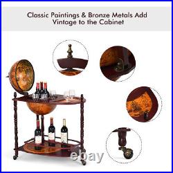 Wood Globe Wine Bar Stand 34 H 16th Century Italian Rack Liquor Bottle Shelf