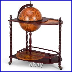 Wood Globe Wine Bar Stand 34 H 16th Century Italian Rack Liquor Bottle Shelf