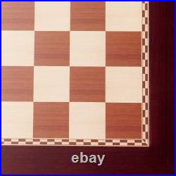 Wood Pedestal Chess Game End Table, 27.58 in X 22.06 in X 22.06 In, Mahogany