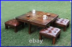 Wooden Coffee Table Set Compact Square Dinner Low Height Table Kitchen Furniture