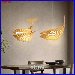 Wooden Fish Ceiling Fixtures Dinging Room Restaurant Pendant Light Chandelier