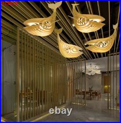 Wooden Fish Ceiling Fixtures Dinging Room Restaurant Pendant Light Chandelier